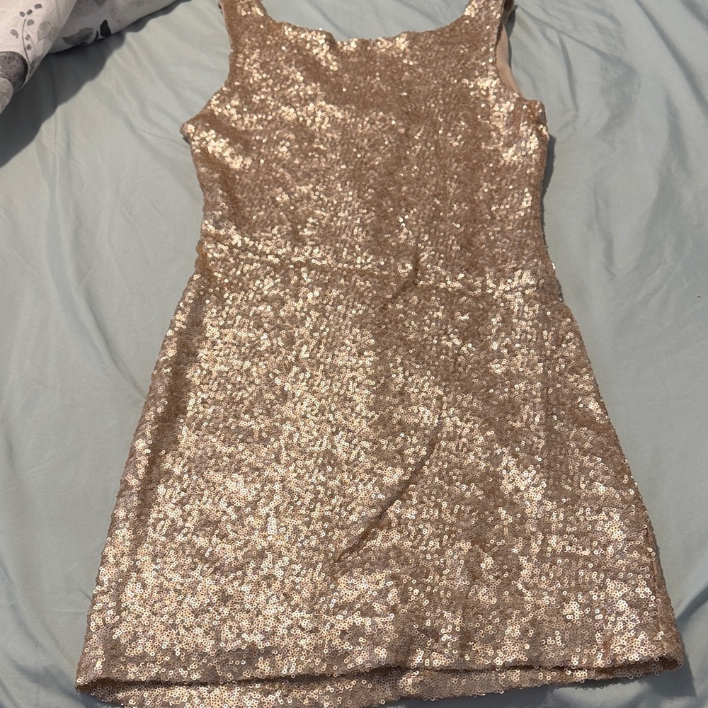 Gold Sequin Sleeveless Dress